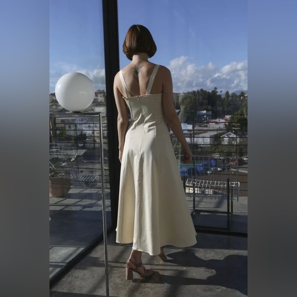Maryam Nassir Zadeh La Mola Dress ivory/off-white US0 XS S long strappy - Picture 3 of 12
